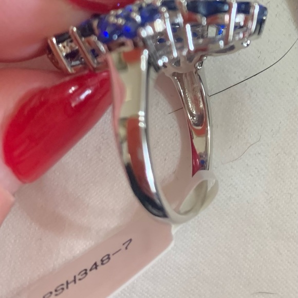 NWT JTV 4.42CTW Heart Shape & Round Blue Spinel Sterling Silver Ring - Picture 4 of 7